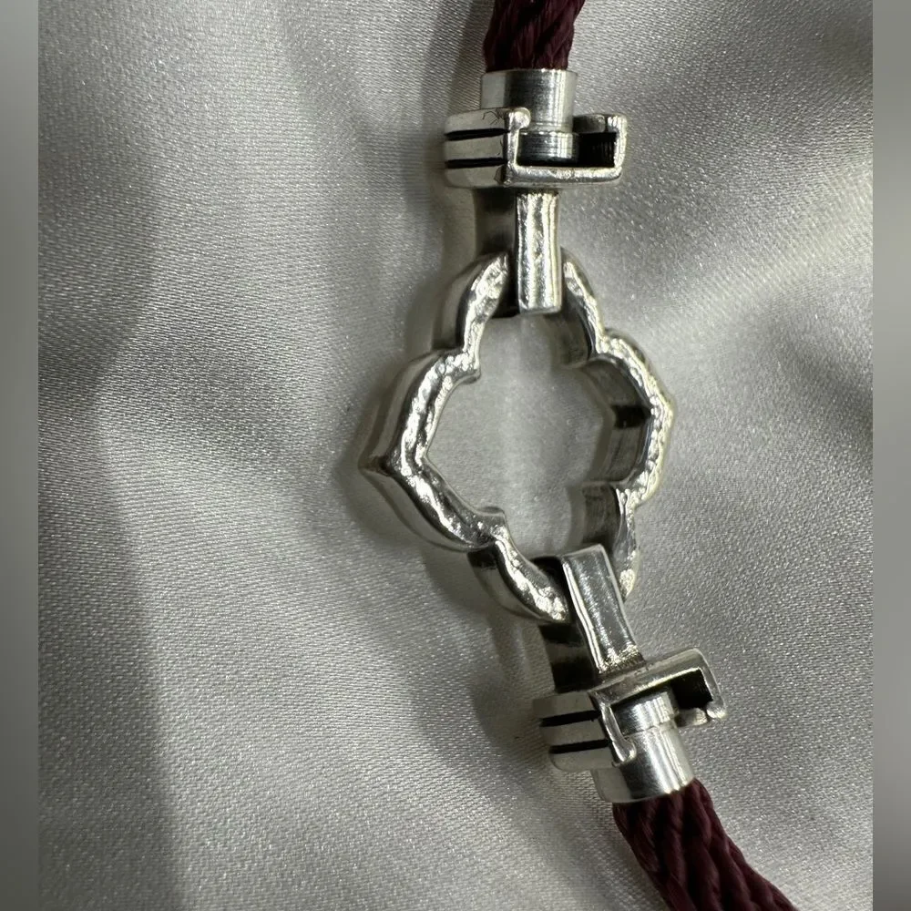 Brighton Burgundy Rope Bracelet with Silver-Tone Clasp & Crystal Accents